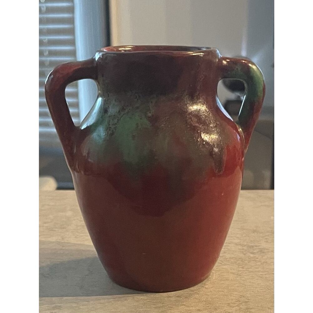 Vintage Studio Art Pottery Drip Glazed with Double Handles - Made in France